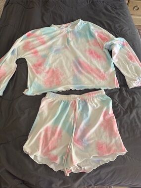 Tie-Dye Pastel Pajama Set - Pink & Blue